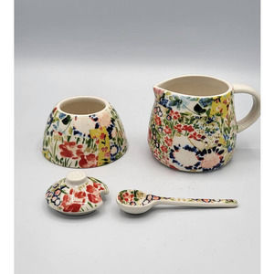 ☆Anthropologie Sugar Bowl, Spoon and Creamer